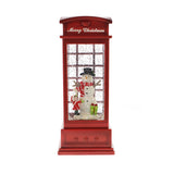 25cm LED Battery Christmas Decoration Phone Box Water Spinner Snowman Scene