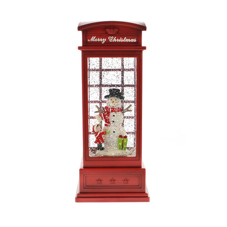 25cm LED Battery Christmas Decoration Phone Box Water Spinner Snowman Scene