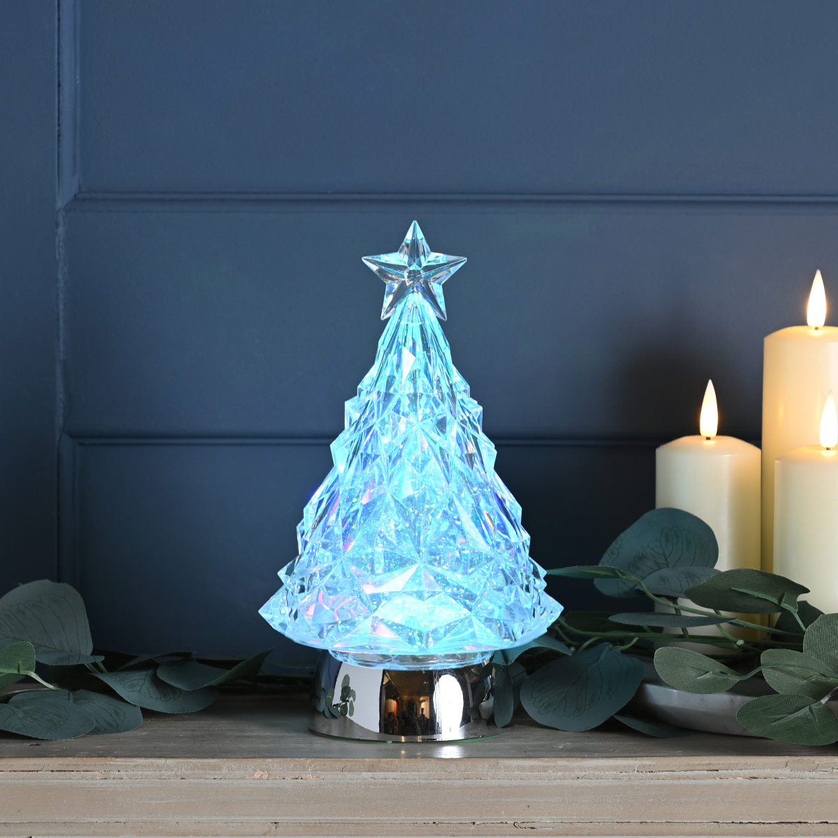 25cm Battery Colour Changing LED Christmas Tree Water Spinner