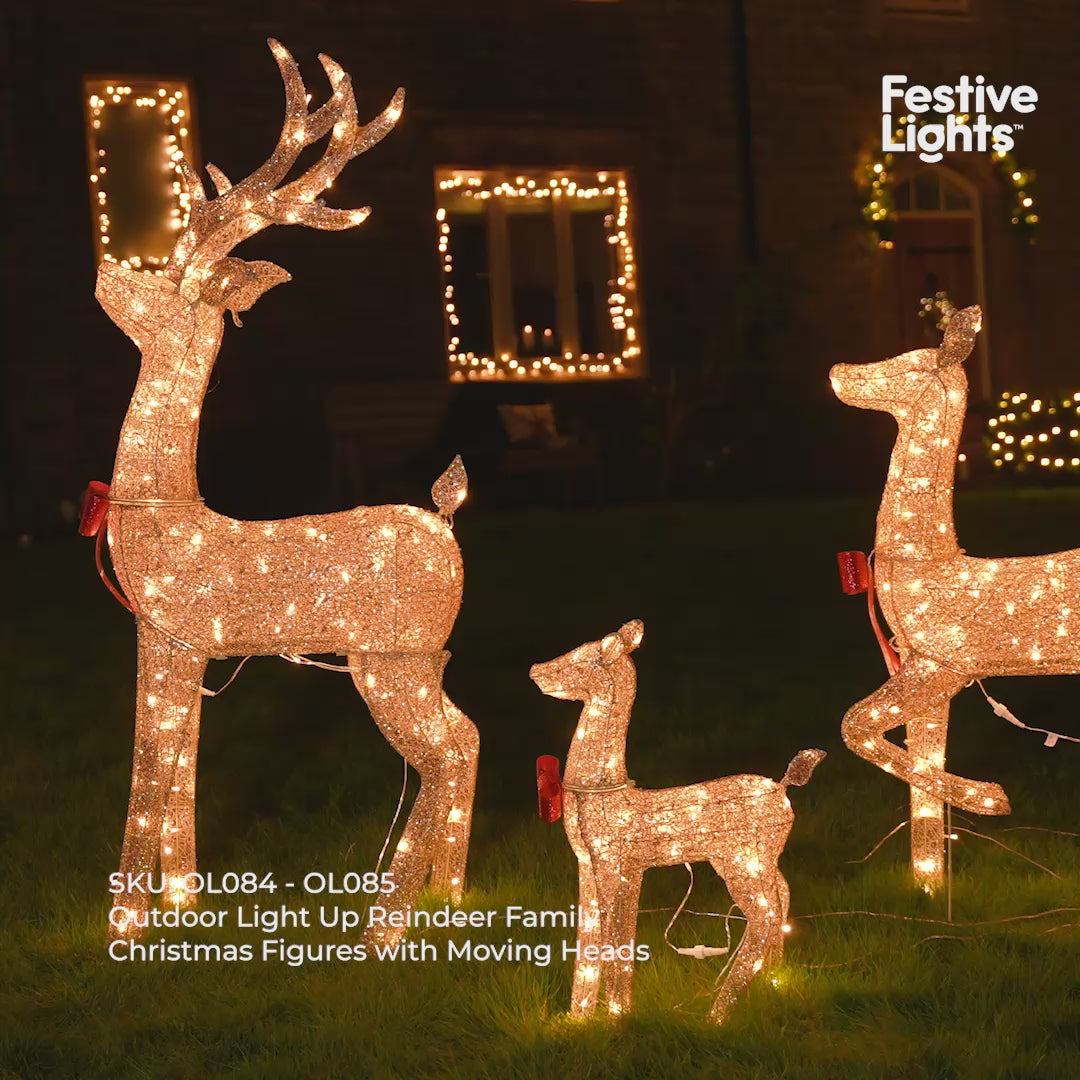 Outdoor Light up Reindeer Family Christmas Figure with Moving Head