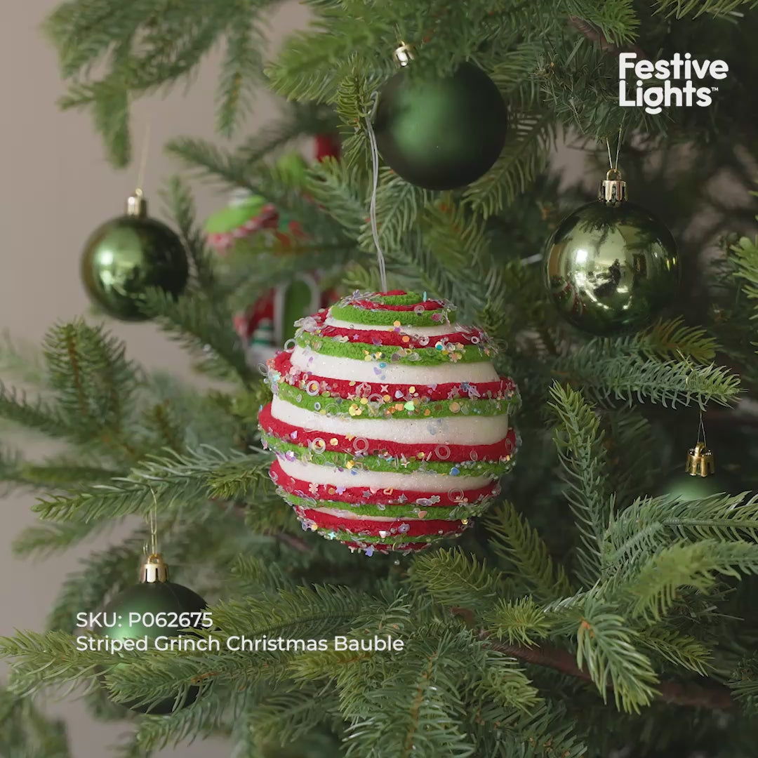 Striped Grinch Christmas Bauble