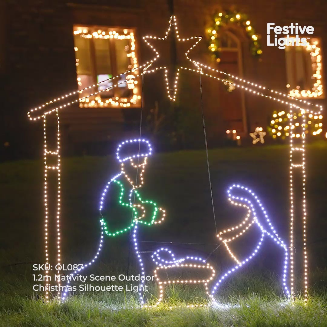 1.2m Nativity Scene Outdoor Christmas Silhouette Light