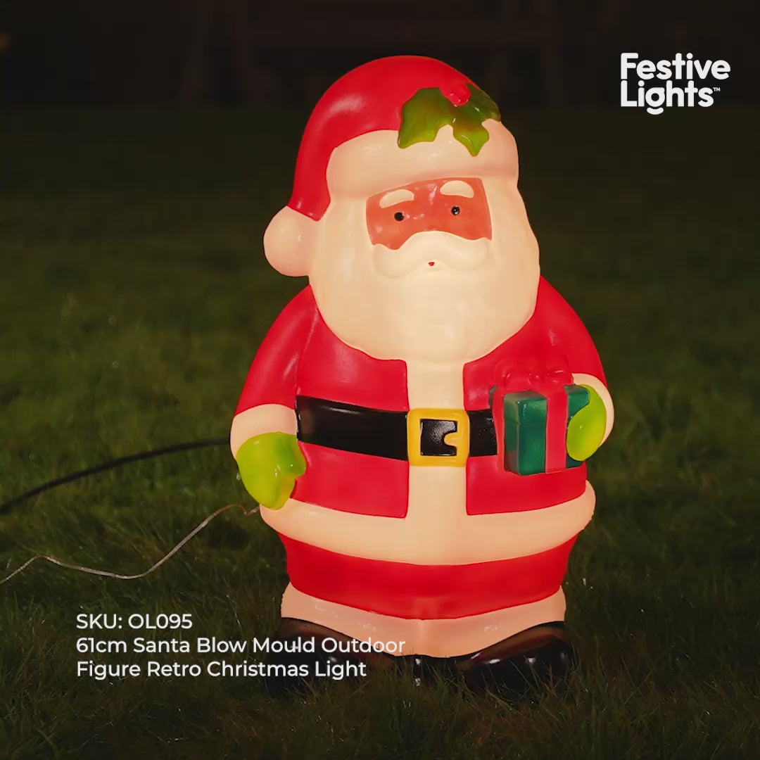 61cm Santa Blow Mould Outdoor Figure Retro Christmas Light
