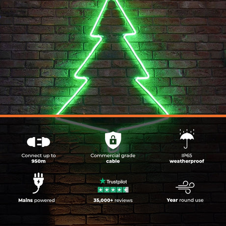 1.3m ConnectPro® Outdoor LED Neon Flex Christmas Tree Silhouette, Connectable