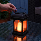 Solar Powered Lantern With Flickering LED Candle 15cm