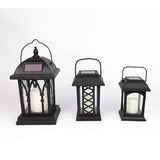 Solar Garden Flickering Candle Lantern, Amber LED, 3 Pack