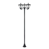 Large Black Triple Head Solar Security Lamp Post, 2.1m