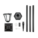 Large Black Solar Security Lamp Post, 2.1m
