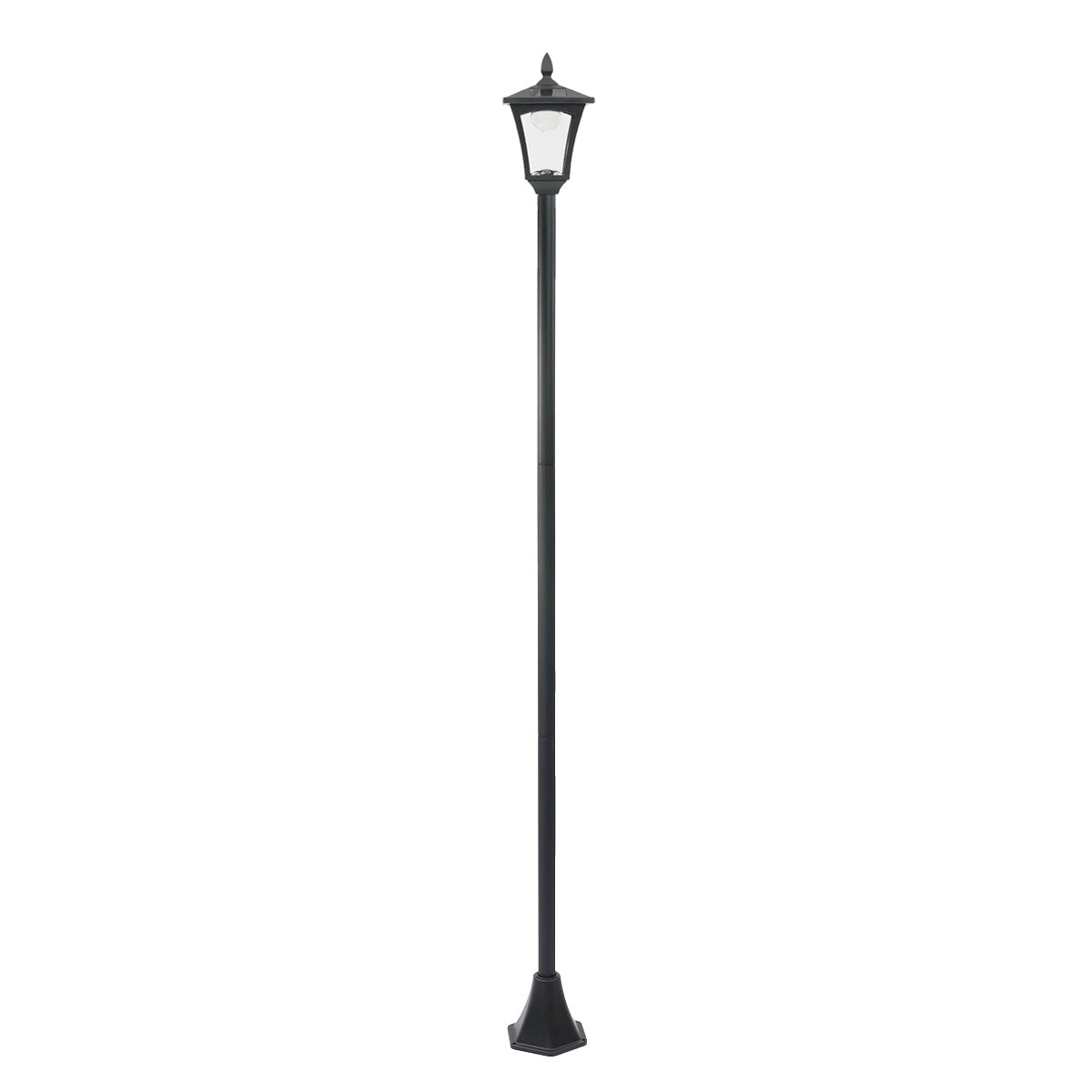 Large Black Solar Security Lamp Post, 2.1m