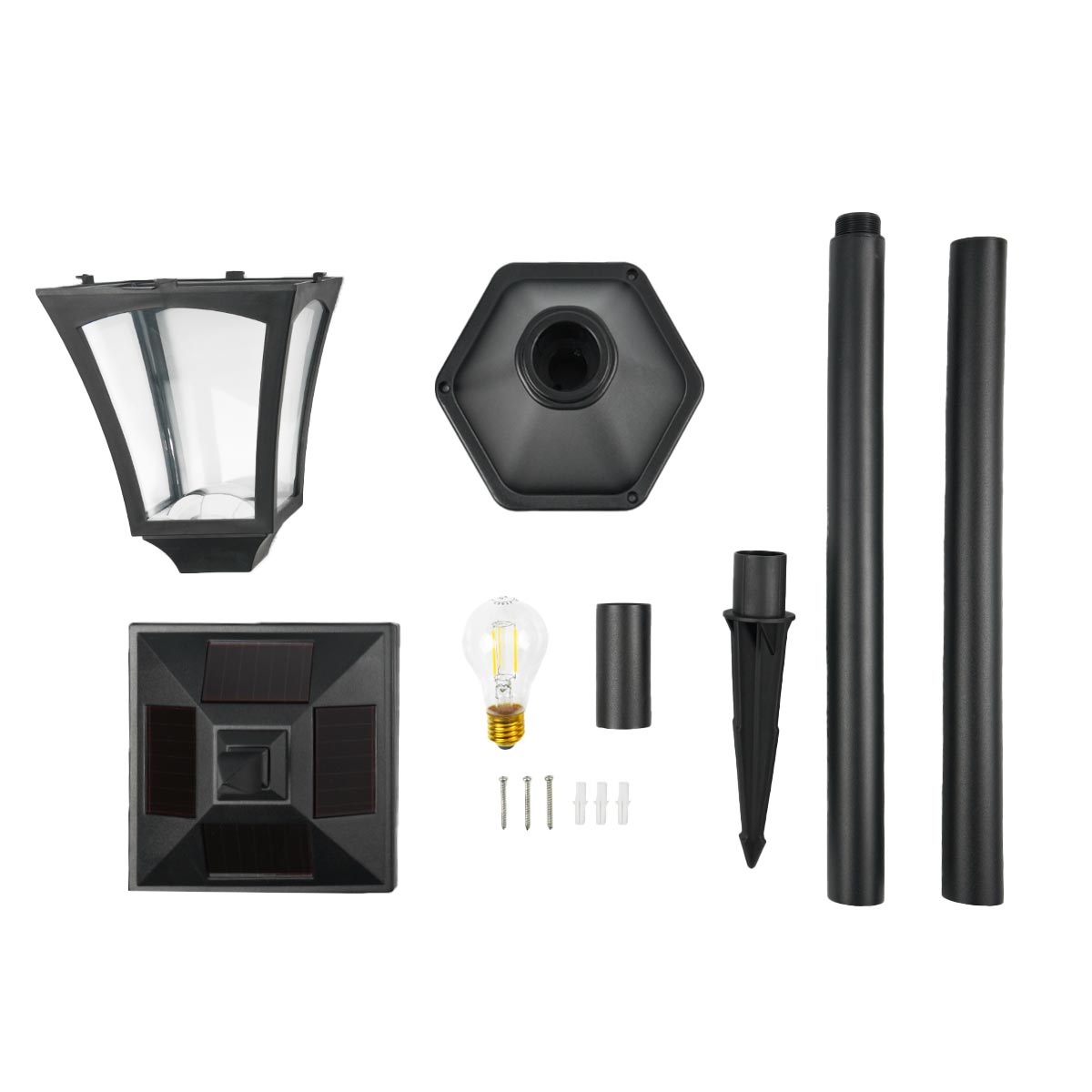 Solar Filament Effect LED Security Lamp Post, 1.2m