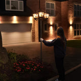 Triple Head Solar Lamp Post Filament Effect LEDs 2.1m