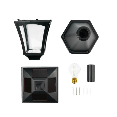 Solar Post Light Base Mount Filament Effect LEDs 43cm