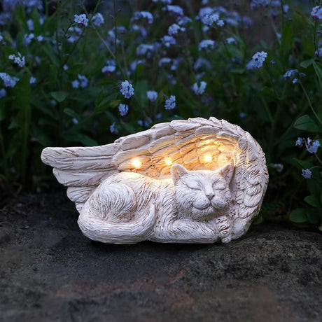 Cat Memorial Solar Light Stone Effect