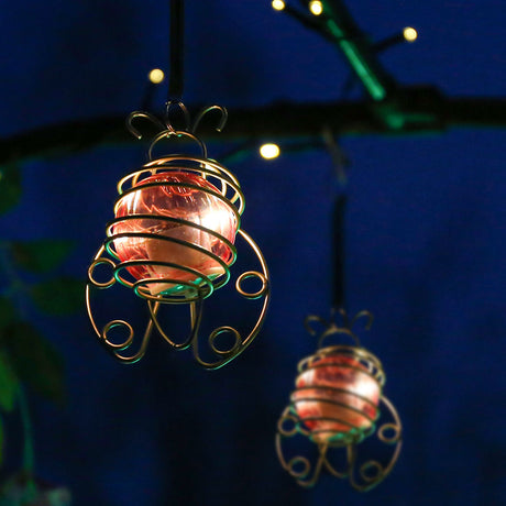 Solar Hanging Ladybird Lights, 2 pack