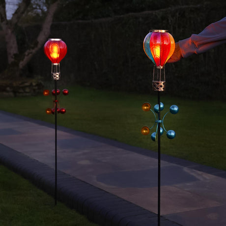 Solar Cool Flame Balloon Wind Spinner Stake Light