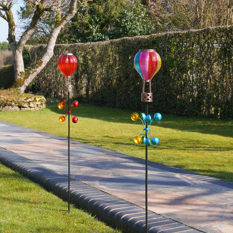 Solar Cool Flame Balloon Wind Spinner Stake Light