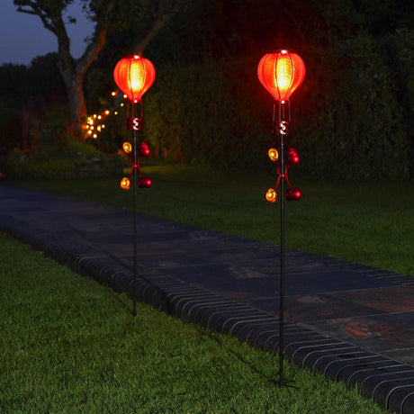 Solar Cool Flame Balloon Wind Spinner Stake Light