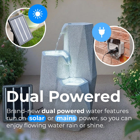 Plug-in & Solar Water Feature Serenity Cascading Fountain 49cm