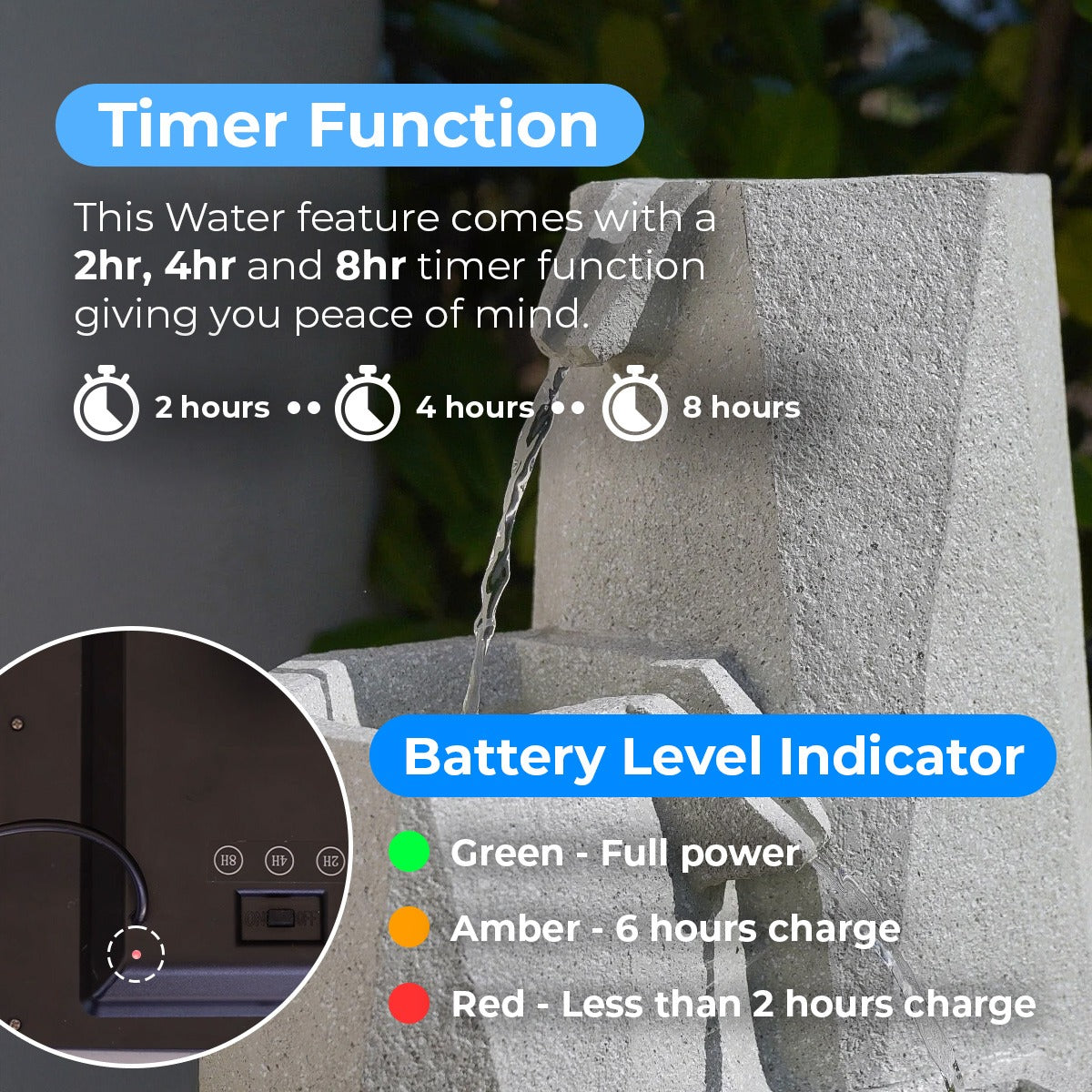 Plug-in & Solar Water Feature Serenity Cascading Fountain 49cm
