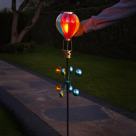 Solar Cool Flame Balloon Wind Spinner Stake Light and Lantern
