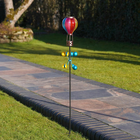 Solar Cool Flame Balloon Wind Spinner Stake Light