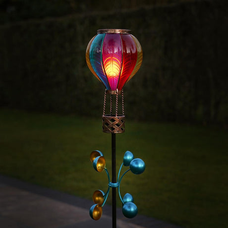 Solar Cool Flame Balloon Wind Spinner Stake Light