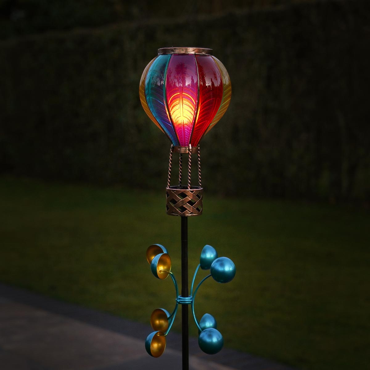 Solar Cool Flame Balloon Wind Spinner Stake Light and Lantern