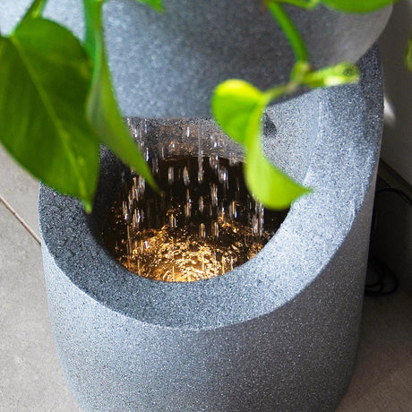Solar & Plug-in Grey Spiral Rainfall Water Feature with Planter