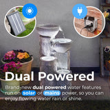 Solar & Plug-in White Seashell Pattern Cascading Bowls Water Feature