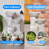 Solar & Plug-in White Seashell Pattern Cascading Bowls Water Feature