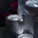 Solar & Plug-in White Seashell Pattern Cascading Bowls Water Feature