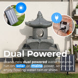 Solar & Plug-in Grey Pagoda Water Feature