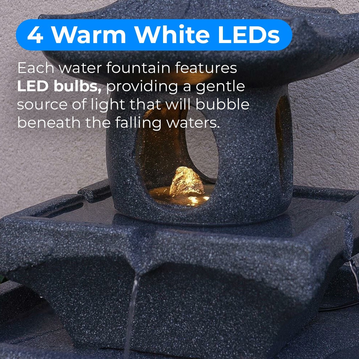 Solar & Plug-in Grey Pagoda Water Feature