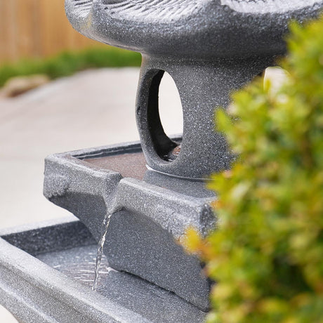Solar & Plug-in Grey Pagoda Water Feature