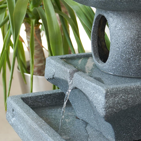 Solar & Plug-in Grey Pagoda Water Feature
