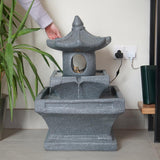 Solar & Plug-in Grey Pagoda Water Feature