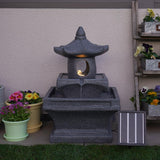 Solar & Plug-in Grey Pagoda Water Feature