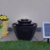 Plug-in & Solar Water Feature Black Cascading Bowl 30cm