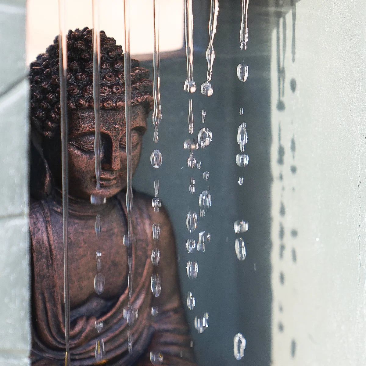 Solar & Plug-in LED Buddha Water Feature Garden Fountain 43cm