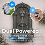 Plug-in & Solar Water Feature Lion 55cm