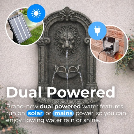 Plug-in & Solar Water Feature Lion 55cm