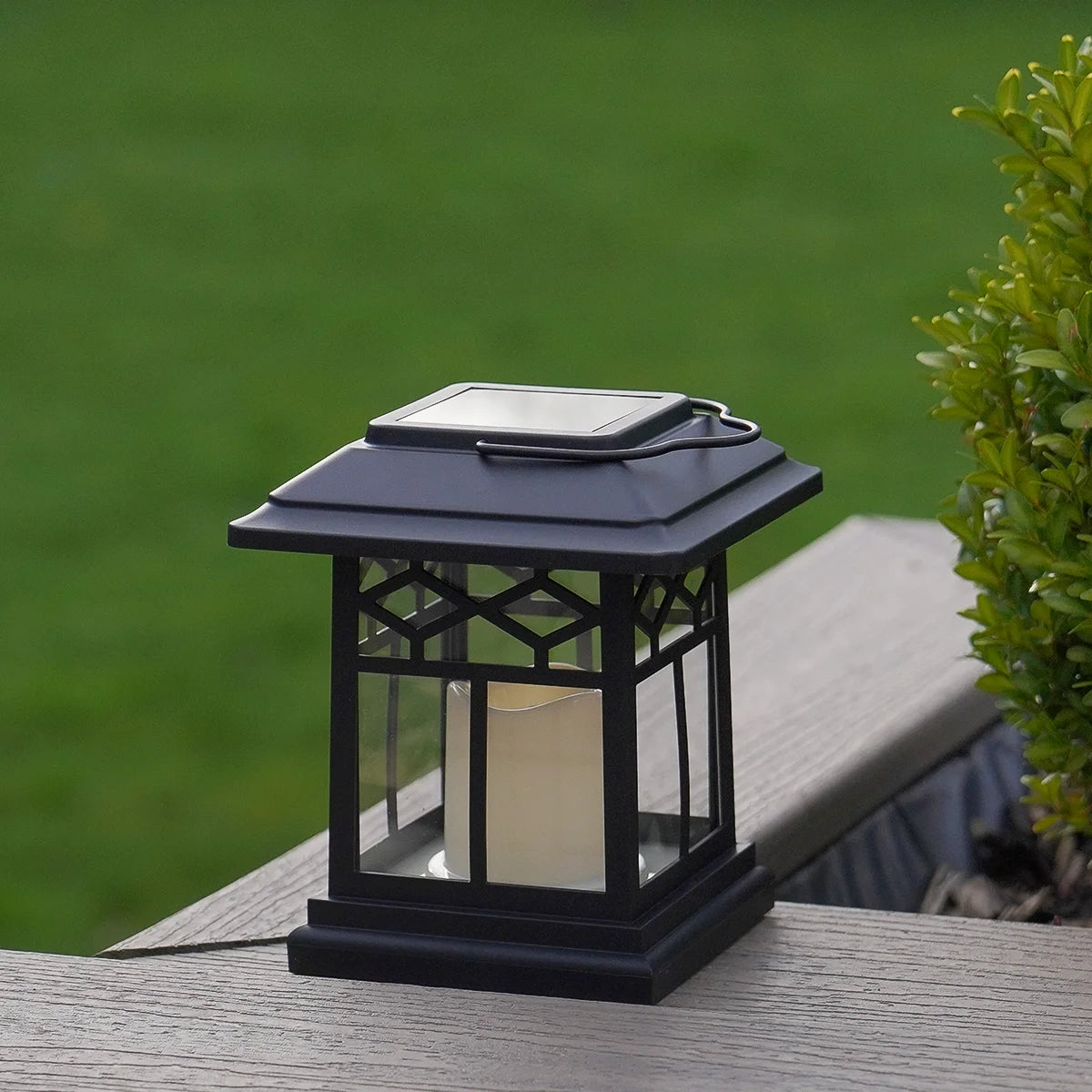 3-in-1 Solar Garden Lantern with Flickering LED Candle & Ground Stake