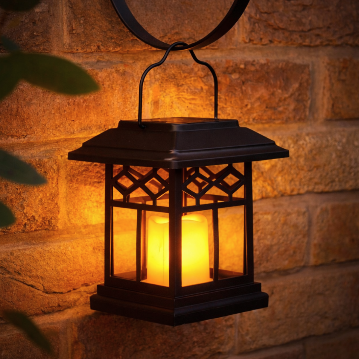 3-in-1 Solar Garden Lantern with Flickering LED Candle & Ground Stake