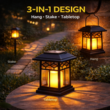 3-in-1 Solar Garden Lantern with Flickering LED Candle & Ground Stake