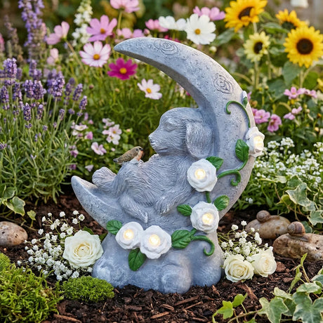 Dog Memorial Stone Effect Solar Light Half Moon