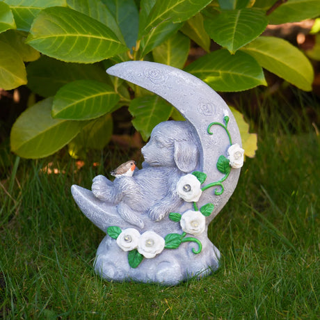 Dog Memorial Stone Effect Solar Light Half Moon