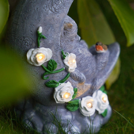 Cat Memorial Stone Effect Solar Light Half Moon