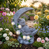 Cat Memorial Stone Effect Solar Light Half Moon