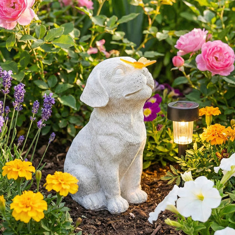 Pet Memorial Solar Light Dog with Butterfly