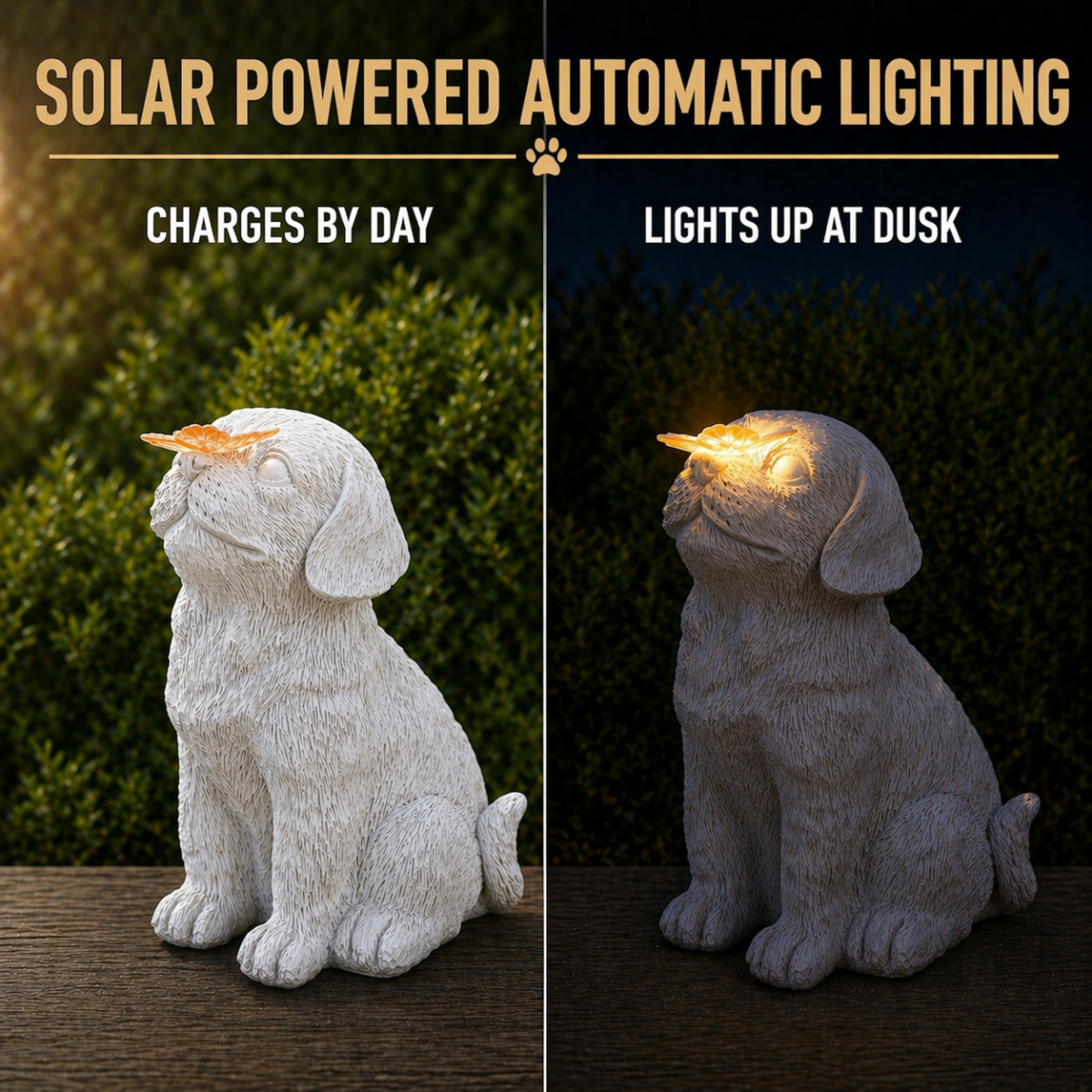 Pet Memorial Solar Light Dog with Butterfly